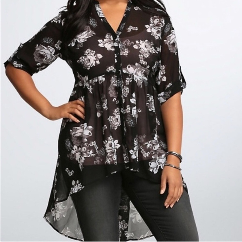 Floral High-Low Tunic Top